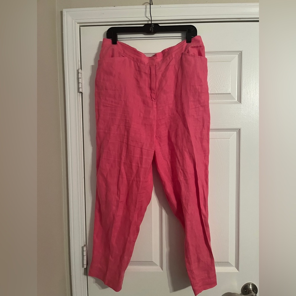 🐠Jones New York Sport. Women’s Linen Pants.Pink.Large. Pockets.Zip Closure.NWOT.